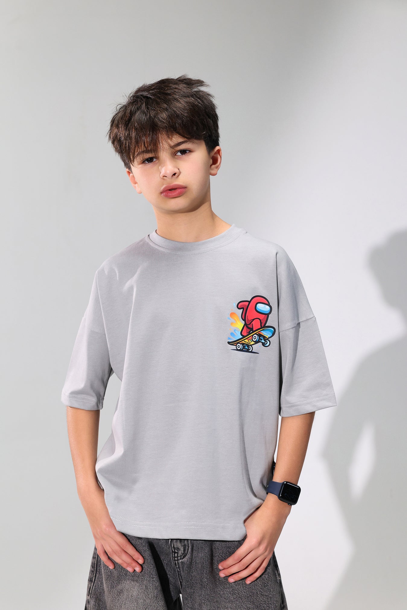 Boys  Among Us Skateboard T-Shirt – Front & Back Print