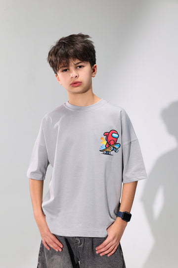 Boys  Among Us Skateboard T-Shirt – Front & Back Print