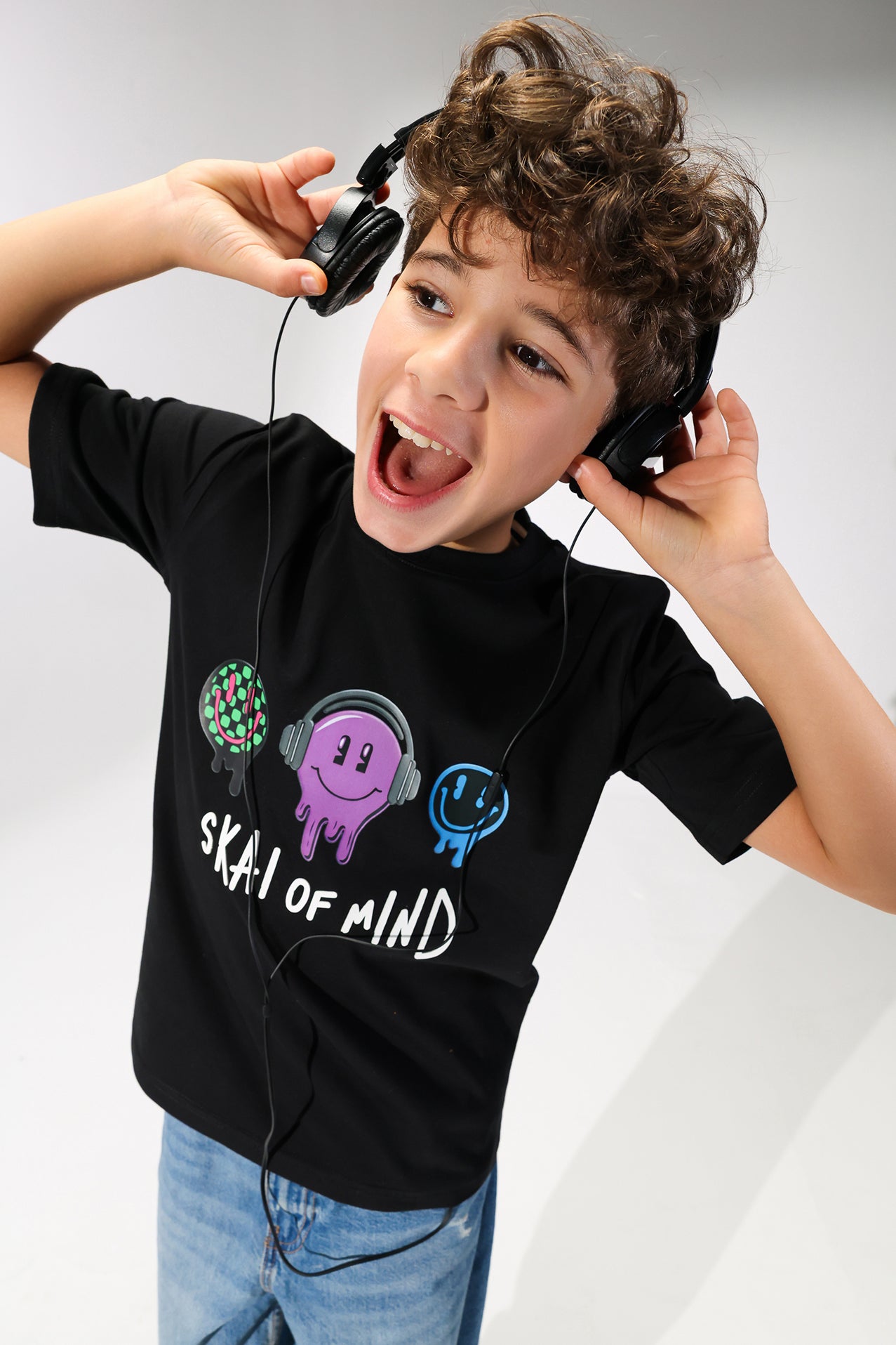 Boys Skate of Mind Graphic T-Shirt – Black Casual Streetwear Tee