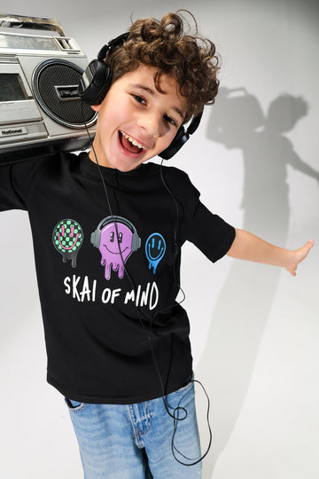 Boys Skate of Mind Graphic T-Shirt – Black Casual Streetwear Tee