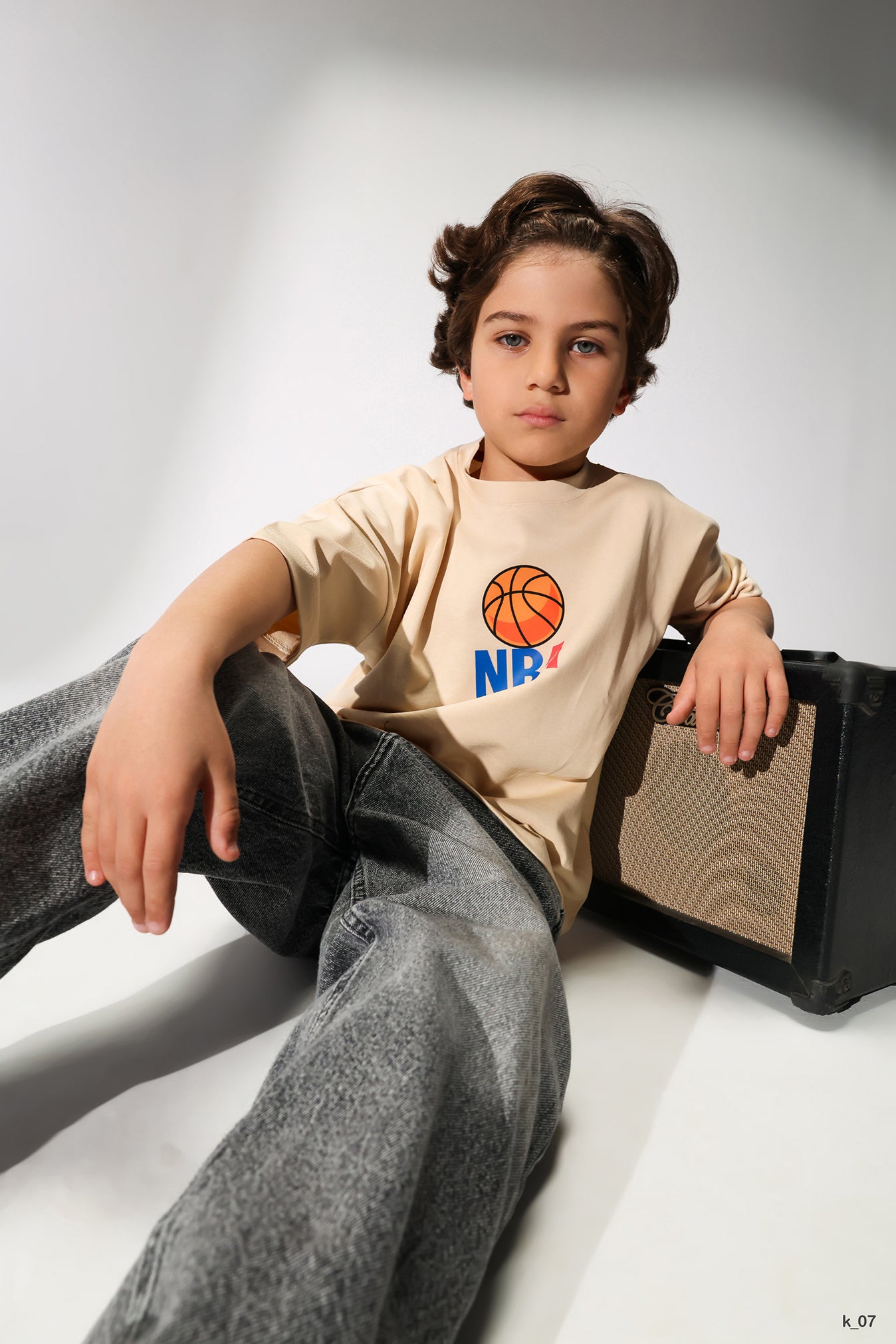 NBA Kids T-Shirt – Beige Basketball Graphic Streetwear Tee