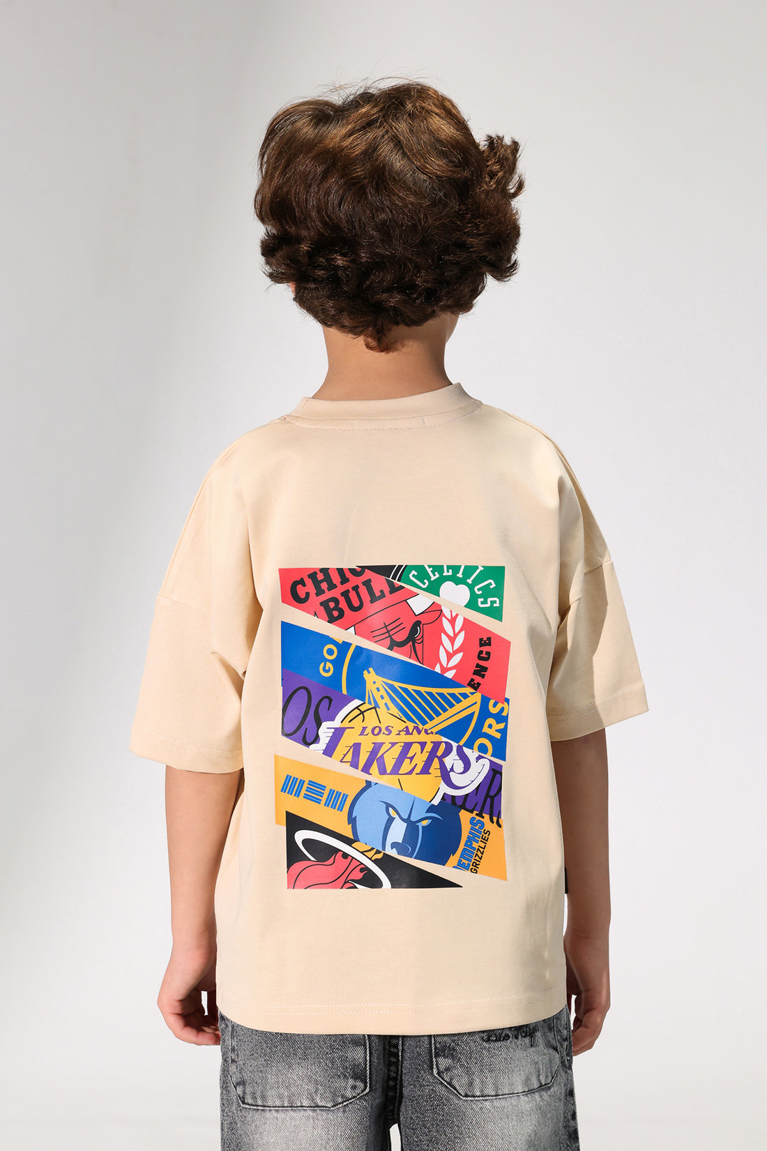 NBA Kids T-Shirt – Beige Basketball Graphic Streetwear Tee