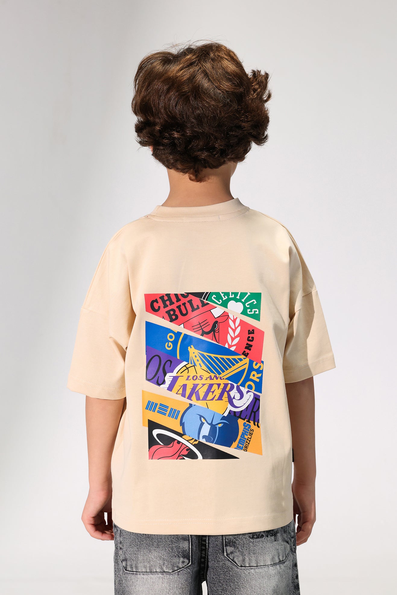 NBA Kids T-Shirt – Beige Basketball Graphic Streetwear Tee