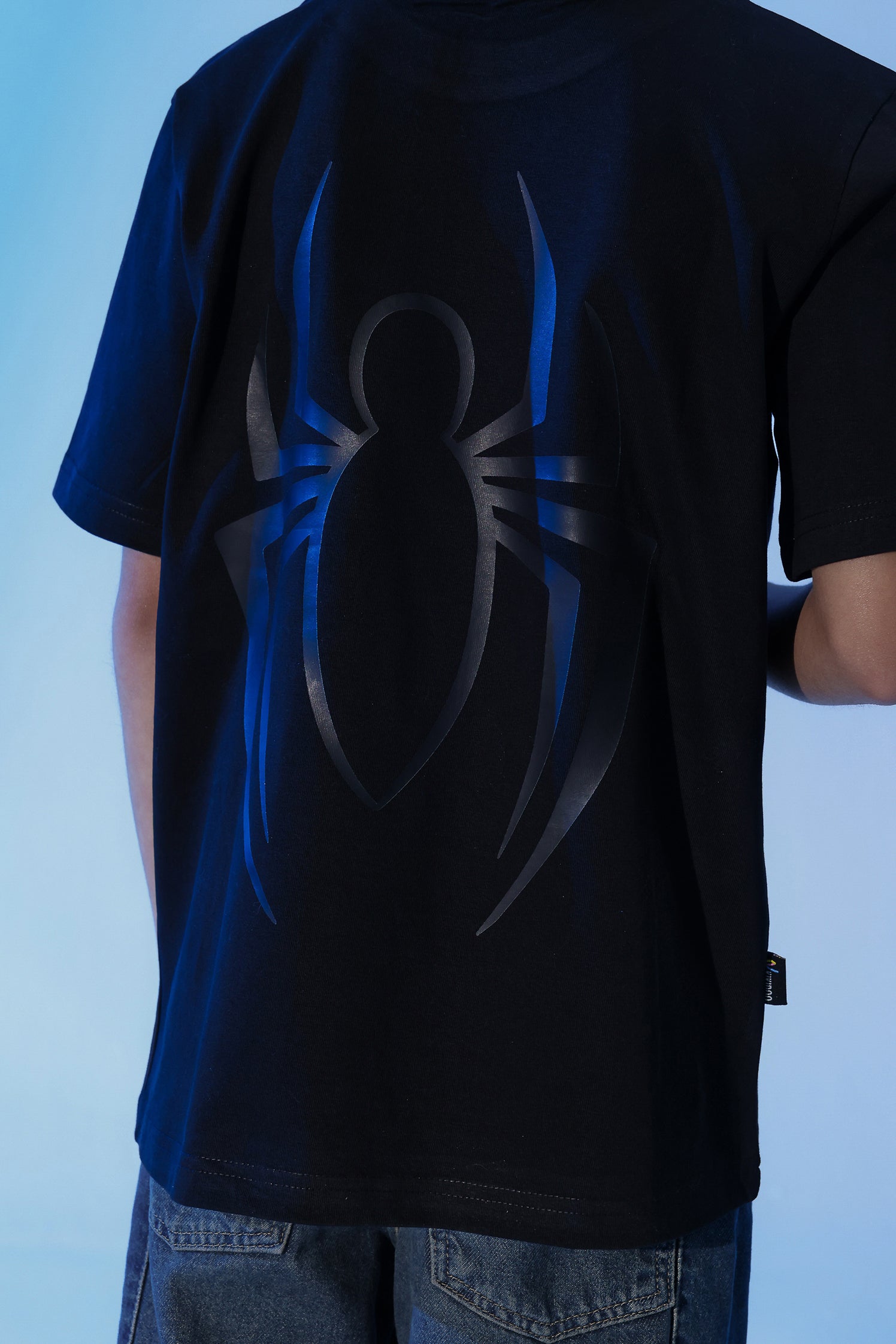 Boys Spider Graphic T-Shirt – Black Oversized Comic Print Tee