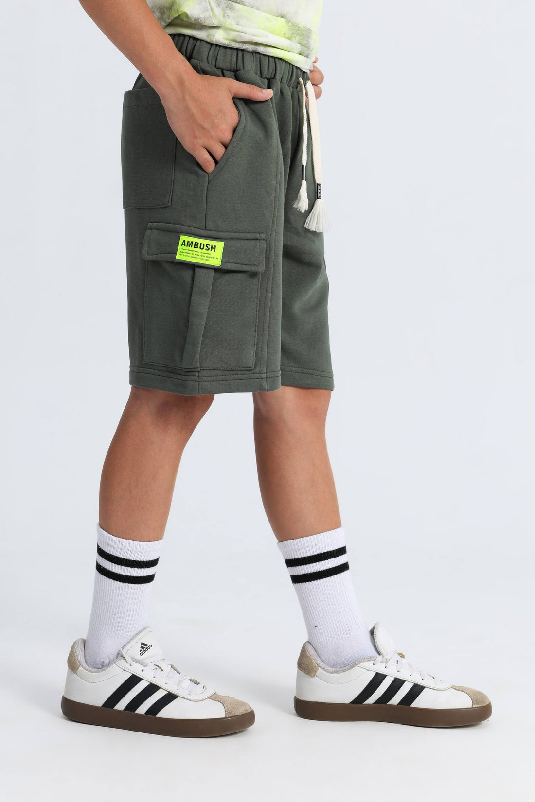 Kids Cargo Sweat Shorts – Olive Green Streetwear Shorts