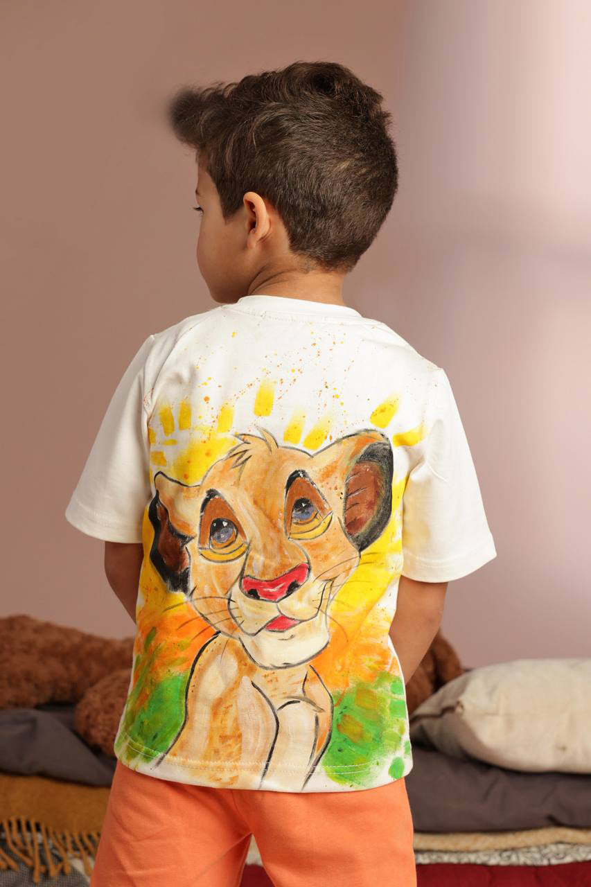 Disney The Lion King Hakuna Matata Kids Summer Outfit – Cotton T-Shirt & Orange Shorts