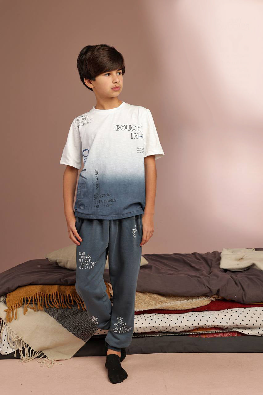 Kids stylish cotton pajama set gradient print design - Kikidoo Kids Egypt
