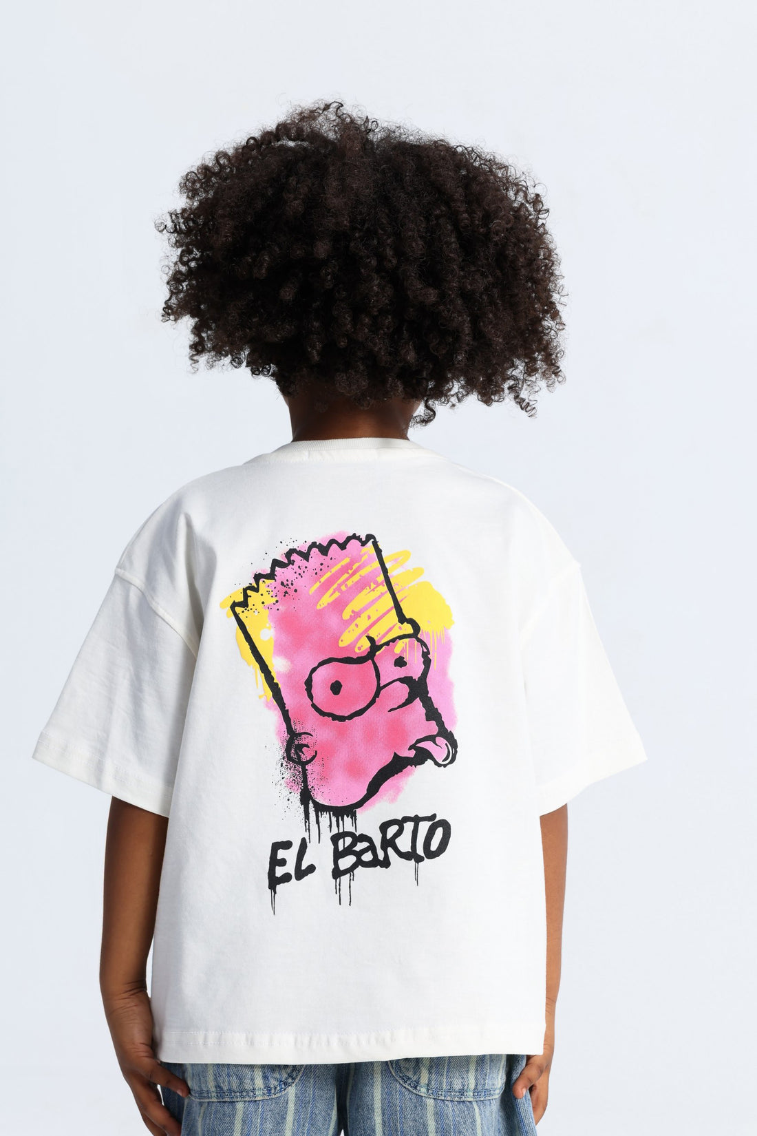Kids Oversized Cartoon Graphic T-Shirt – White Streetwear Tee