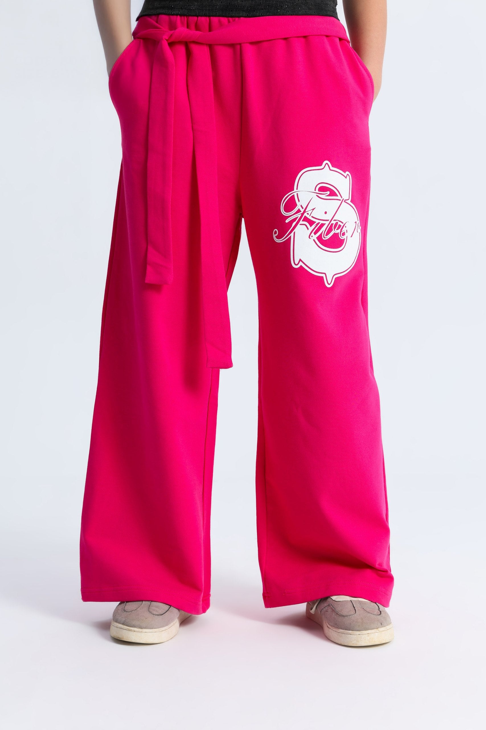 Girls Wide Leg Sweatpants – Hot Pink Graphic Lounge Pants