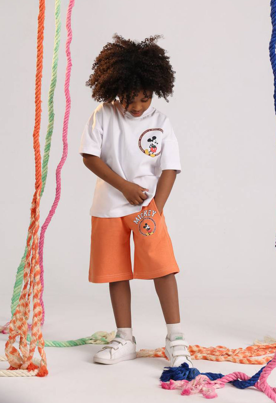 Boys Mickey Surf Club summer set oversized tee and orange shorts - Kikidoo Kids Egypt