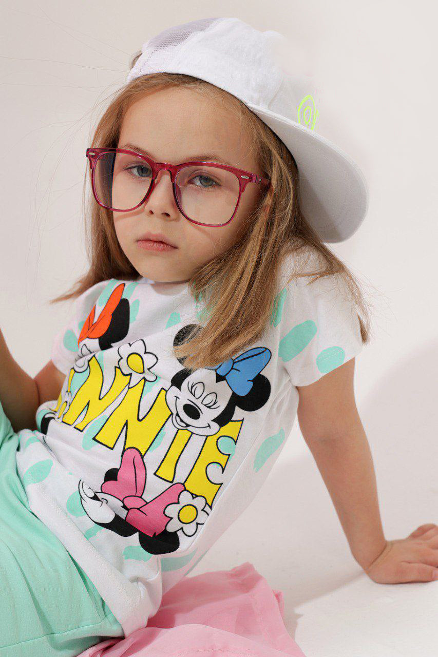 Disney Minnie Mouse Girls Summer Outfit – Cotton Graphic T-Shirt & Mint Shorts