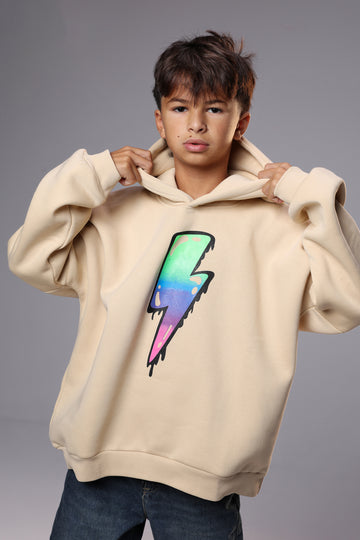 Graffiti Lightning Hoodie beige – Bold Energy, Urban Vibes AMAZING