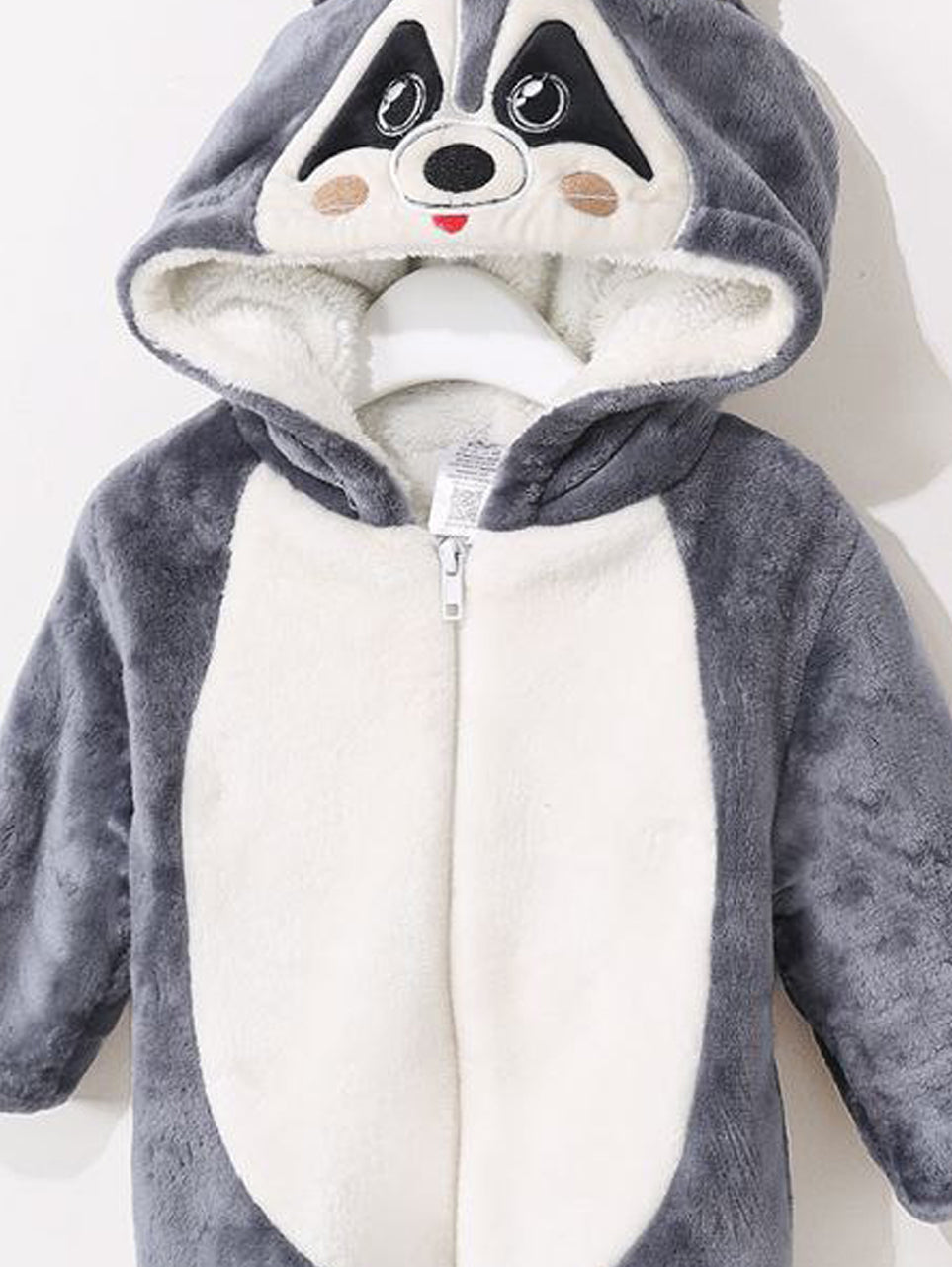 Raccoon Fleece Design _Snug & Playful Baby Romper
